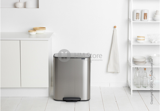 Ведро для мусора Brabantia Bo Pedal Bin 2 x 30 л, Matt Steel Fingerprint Proof