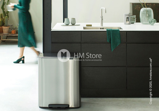Ведро для мусора Brabantia Bo Pedal Bin 2 x 30 л, Matt Steel Fingerprint Proof