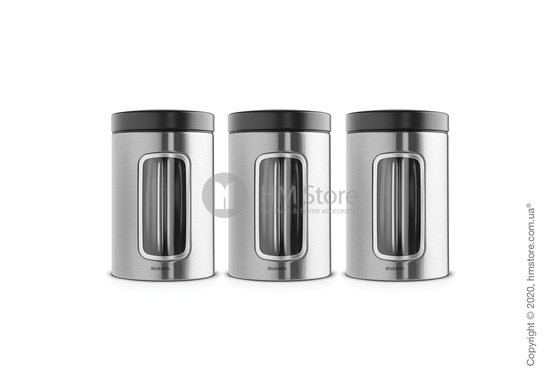 Набор емкостей для хранения сыпучих продуктов Brabantia Window 1,4 л, Matt Steel Fingerprint Proof Набор емкостей для хранения сыпучих продуктов Brabantia Window 1,4 л, Matt Steel Fingerprint Proof