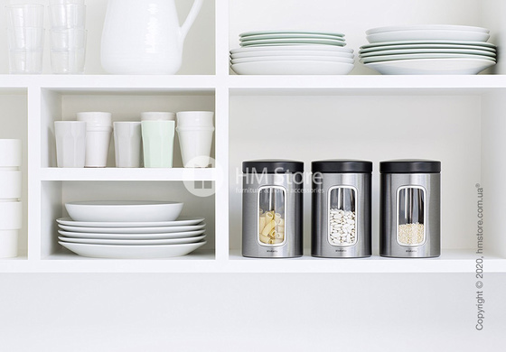 Набор емкостей для хранения сыпучих продуктов Brabantia Window 1,4 л, Matt Steel Fingerprint Proof Набор емкостей для хранения сыпучих продуктов Brabantia Window 1,4 л, Matt Steel Fingerprint Proof