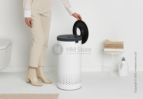 Бак для белья Brabantia Laundry Bin 35 л, Plastic Lid, White and Cool Grey
