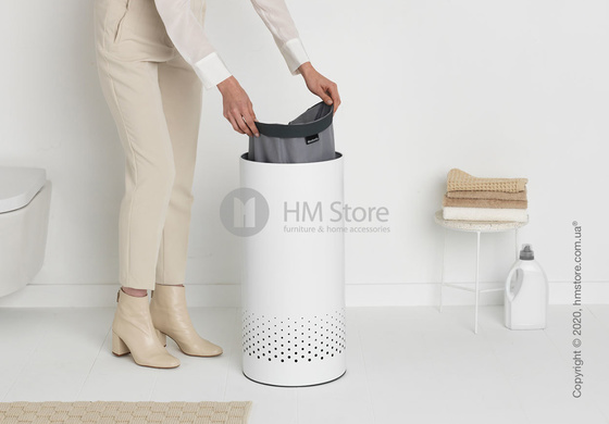 Бак для белья Brabantia Laundry Bin 35 л, Plastic Lid, White and Cool Grey