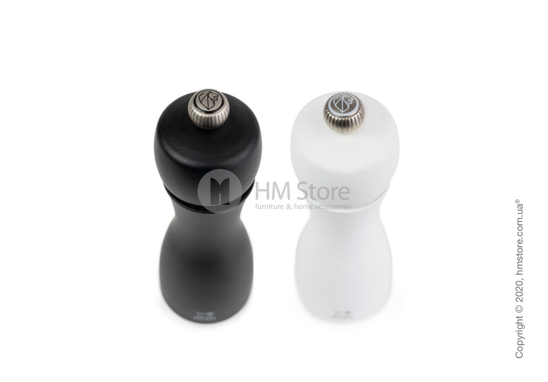 Set Macinapepe E Macinasale Peugeot Tahiti - 15cm In Legno, Bianco E Nero - Foto 8