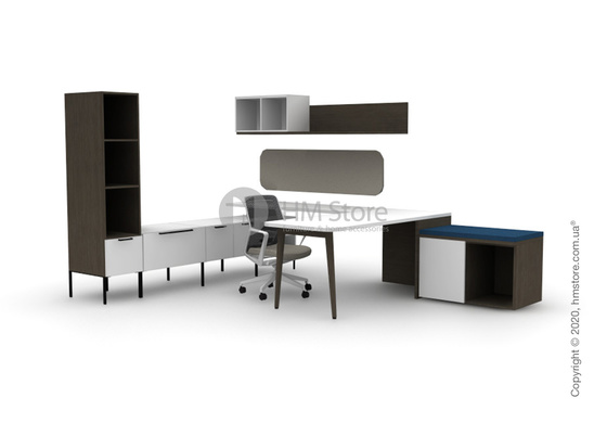 Кресло офисное на колесиках Enran Flo High, White and Blue