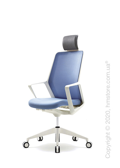 Кресло офисное с подголовником Enran Flo Mid, White and Blue