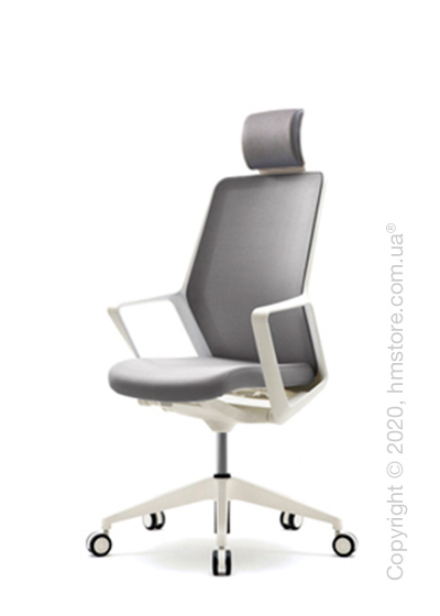Кресло офисное с подголовником Enran Flo Mid, White and Grey