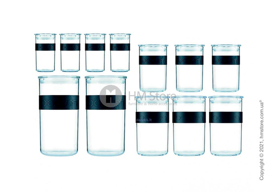Набор емкостей для хранения сыпучих продуктов Bodum Presso 12 шт, Black