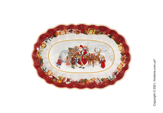 Блюдо для подачи овальное Villeroy & Boch коллекция Toy's Fantasy Santa and Сhildren, 29x19 см