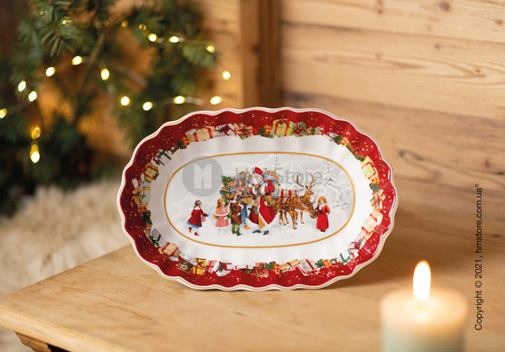 Блюдо для подачи овальное Villeroy & Boch коллекция Toy's Fantasy Santa and Сhildren, 29x19 см
