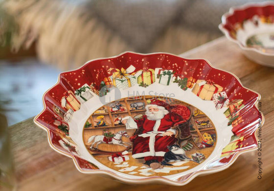 Блюдо для подачи глубокое Villeroy & Boch коллекция Toy's Fantasy Santa reads wish list, 25 см