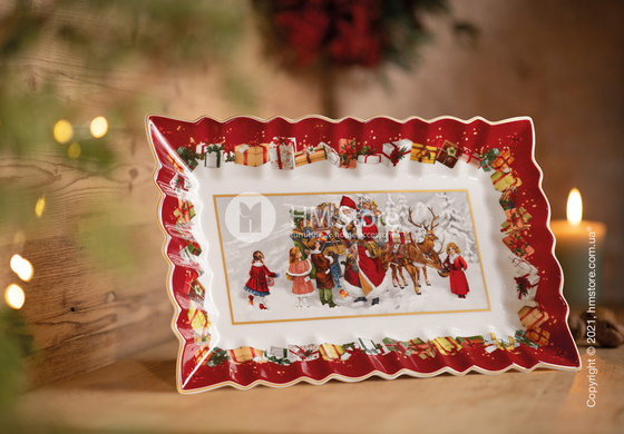 Блюдо для подачи прямоугольное Villeroy & Boch коллекция Toy’s Fantasy Santa and Сhildren, 35x23 см