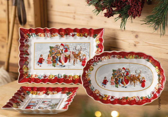 Блюдо для подачи прямоугольное Villeroy & Boch коллекция Toy’s Fantasy Santa and Сhildren, 35x23 см