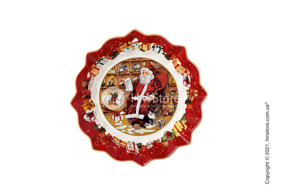 Блюдо для подачи на ножке Villeroy & Boch коллекция Toy’s Fantasy Santa reads wish list, 24 см