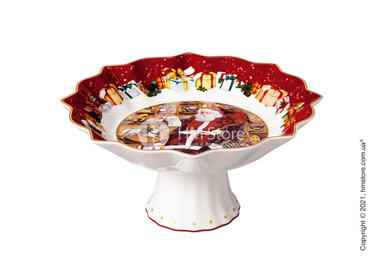 Блюдо для подачи на ножке Villeroy & Boch коллекция Toy’s Fantasy Santa reads wish list, 24 см