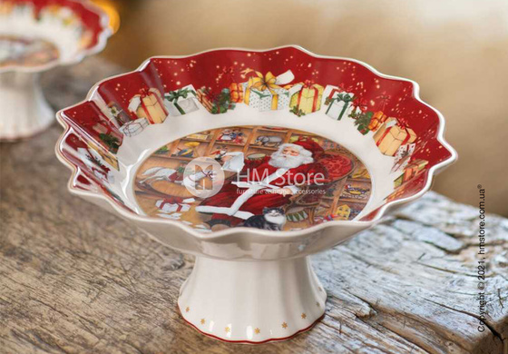 Блюдо для подачи на ножке Villeroy & Boch коллекция Toy’s Fantasy Santa reads wish list, 24 см