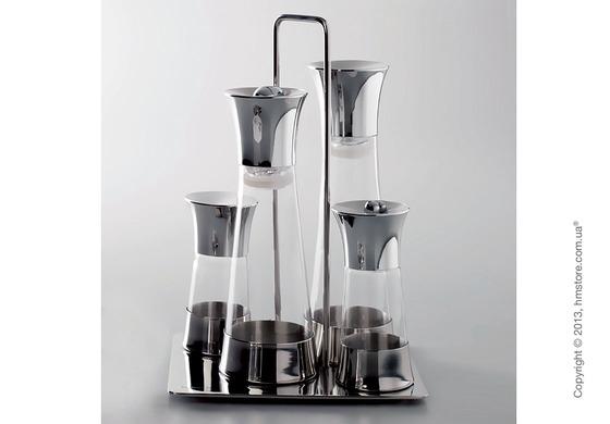 Набор емкостей для масла, уксуса, соли и перца на подставке Bugatti Acqua Oil & Vinegar + Salt & Pepper Набор емкостей для масла, уксуса, соли и перца на подставке Bugatti Acqua Oil & Vinegar + Salt & Pepper