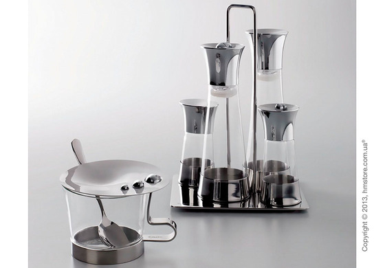 Набор емкостей для масла, уксуса, соли и перца на подставке Bugatti Acqua Oil & Vinegar + Salt & Pepper Набор емкостей для масла, уксуса, соли и перца на подставке Bugatti Acqua Oil & Vinegar + Salt & Pepper