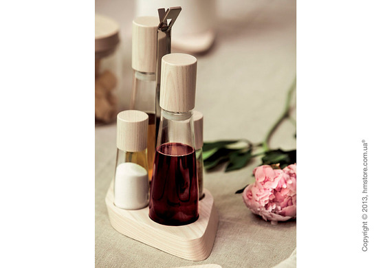 Набор емкостей для масла, уксуса, соли и перца на подставке Bugatti Trattoria Oil & Vinegar + Salt & Pepper