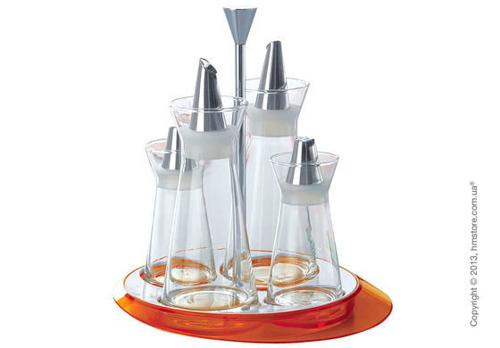 Набор емкостей на подставке Bugatti Glamour Oil & Vinegar + Salt & Pepper, Оранжевый