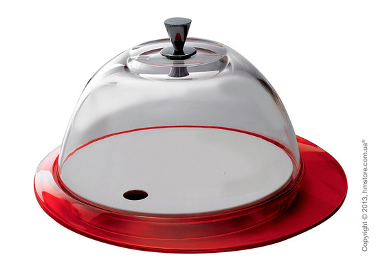 Блюдо с крышкой Bugatti Glamour Cake Tray and Food Tray with Glass Cover, Красное