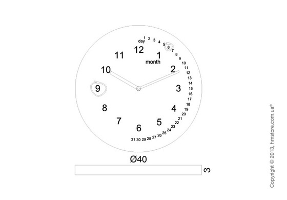 Часы настенные Progetti Save the date Wall Clock, Black