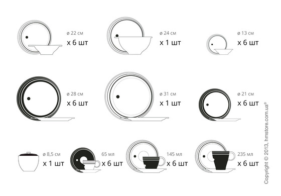 Столовый сервиз Bugatti Optical, на 6 персон