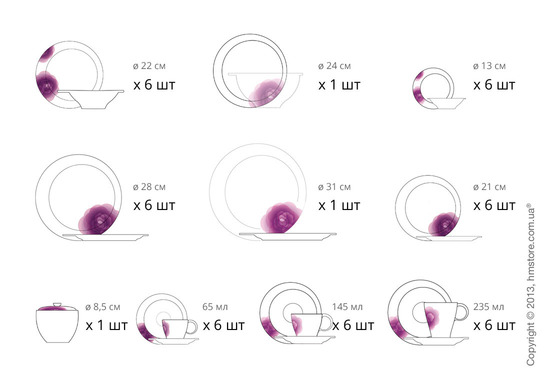 Столовый сервиз Bugatti Rose, на 6 персон