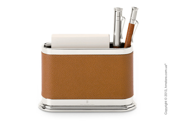 Подставка для ручек овальной формы Graf von Faber-Castell, Cognac Grained Leather