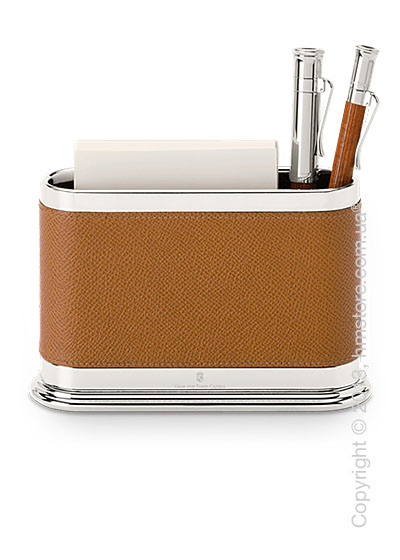 Подставка для ручек овальной формы Graf von Faber-Castell, Cognac Grained Leather