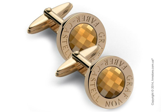 Запонки круглые Graf von Faber-Castell, Gold-Plated with Faceted Citrine