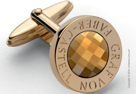 Запонки круглые Graf von Faber-Castell, Gold-Plated with Faceted Citrine