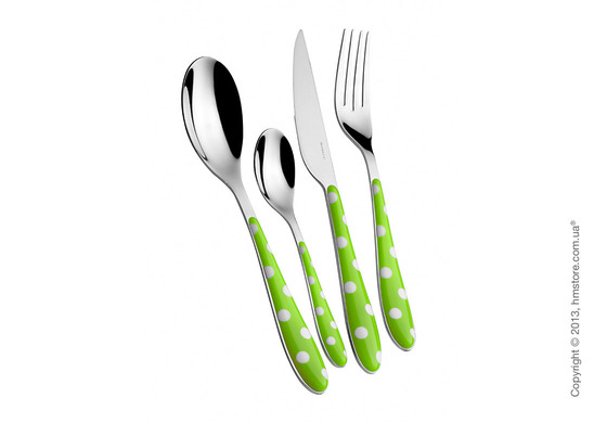 Набор столовых приборов Bugatti Pois на 6 персон, 24 предмета, Green