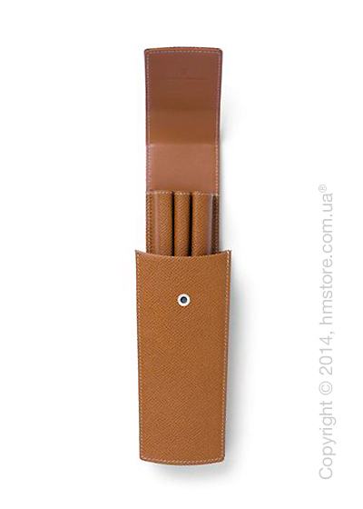Кожаный пенал Graf von Faber-Castell Sliding Case For 3 Pens, Cognac Grained Leather