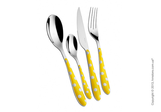 Набор столовых приборов Bugatti Pois на 6 персон, 24 предмета, Yellow
