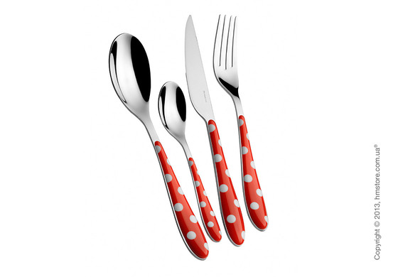 Набор столовых приборов Bugatti Pois на 6 персон, 24 предмета, Red