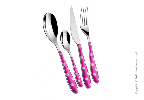 Набор столовых приборов Bugatti Pois на 6 персон, 24 предмета, Fuchsia