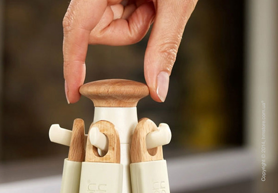 Набор кухонных приборов на подставке Joseph Joseph Elevate Wood Carousel, Putty