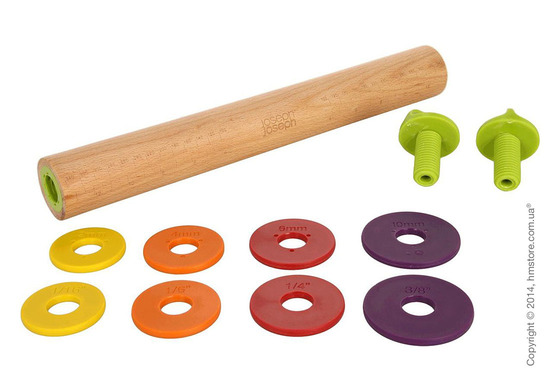 Скалка с кольцами для регулировки Joseph Joseph Adjustable Rolling Pin, Multi-Сolour