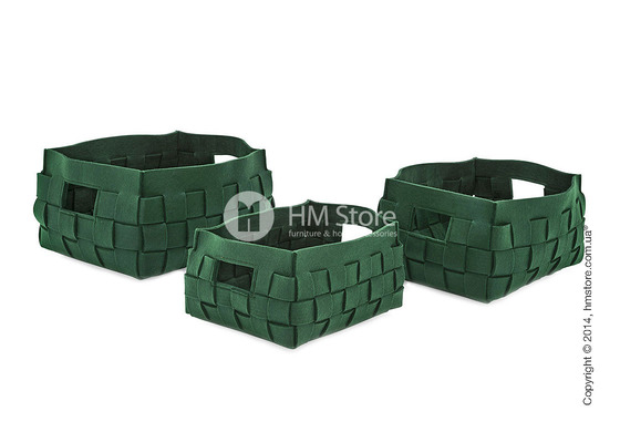 Набор корзин Calligaris Alvin, 3 предмета, Polyester felt green Набор корзин Calligaris Alvin, 3 предмета, Polyester felt green