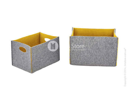 Набор корзин Calligaris Dorian, 2 предмета, Polyester felt grey and Mustard yellow