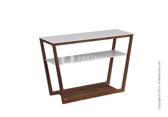 Стол Calligaris Element console table, Veneer walnut and Frosted tempered glass extrawhite