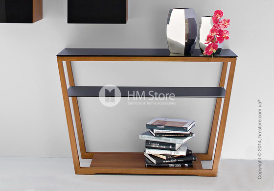 Стол Calligaris Element console table, Veneer walnut and Frosted tempered glass extrawhite