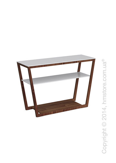 Стол Calligaris Element console table, Veneer walnut and Frosted tempered glass extrawhite