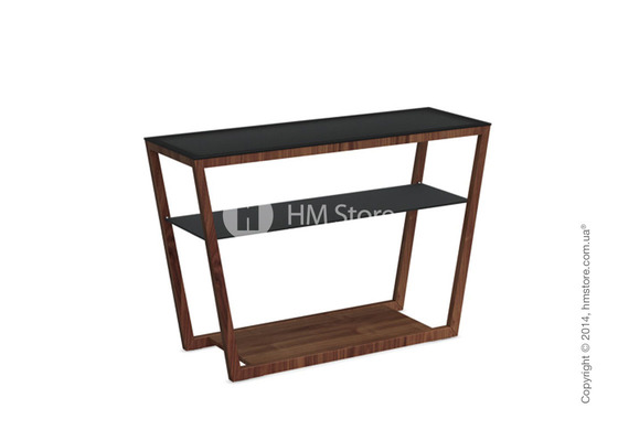 Стол Calligaris Element console table, Veneer walnut and Frosted tempered glass black