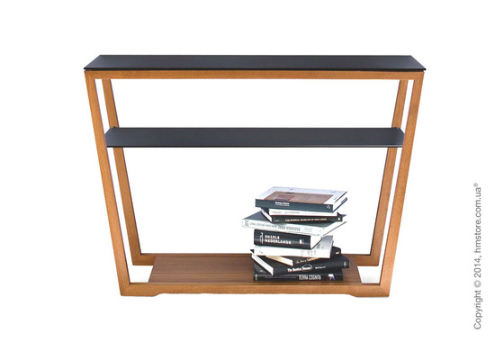 Стол Calligaris Element console table, Veneer walnut and Frosted tempered glass black
