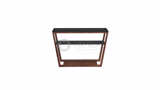 Стол Calligaris Element console table, Veneer walnut and Frosted tempered glass black