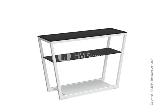 Стол Calligaris Element console table, Lacquered glossy white and Frosted tempered glass black Стол Calligaris Element console table, Lacquered glossy white and Frosted tempered glass black