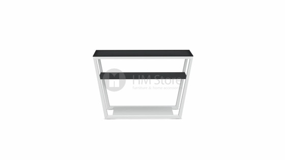 Стол Calligaris Element console table, Lacquered glossy white and Frosted tempered glass black Стол Calligaris Element console table, Lacquered glossy white and Frosted tempered glass black