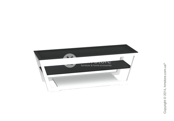 Подставка под телевизор Calligaris Element, Lacquered glossy white and Frosted tempered glass black