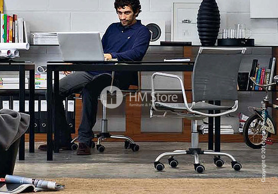 Кресло Calligaris Web Race, Swivel chair, Metal sky blue and Joy coating anthracite grey